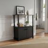Freestanding Three Shelf Double Door Storage Floor Cabinet, Multi Room Use, Espresso Woodgrain Finish, No Tools Required, 23.75 Inch Width x 11.75 Inch Depth x 29.75 Inch Height view 2
