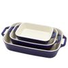 STAUB Ceramic 3-pc Rectangular Baking Dish Set, Dark Blue view 1