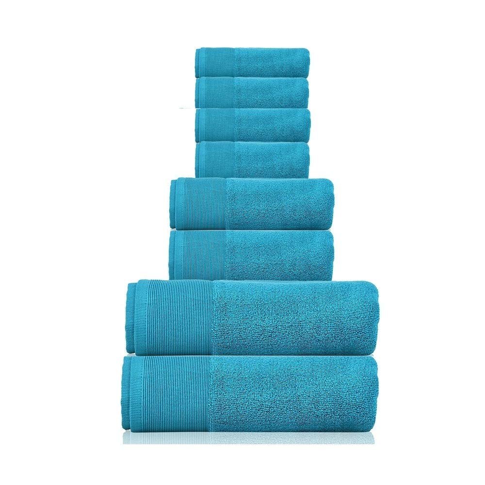 6 Piece Luxury 100% Zero Twist Cotton Bath Towels Set - Extra Fluffy Highly Absorbent Soft Bath Towels Set - Premium Quality Ice Blue Bath Towels Set - 4 Face, 2 Bath, & 2 Hand Towels for Bathroom
