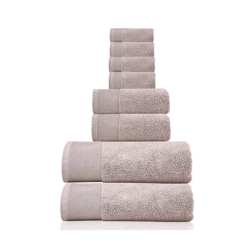 6 Piece Luxury 100 percent Zero Twist Cotton Bath Towels Set - Extra Fluffy Highly Absorbent Soft Bath Towels Set - Premium Quality Taupe Bath Towels Set - 4 Face,2 Bath,and 2 Hand Towels for Bathroom