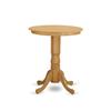 East West Furniture ESDL3-OAK-W 3 Piece Kitchen Table Set for Small Spaces Contains a Round Dining Room Table with Pedestal and 2 Solid Wood Seat Chairs, 30x30 Inch, Oak view 3
