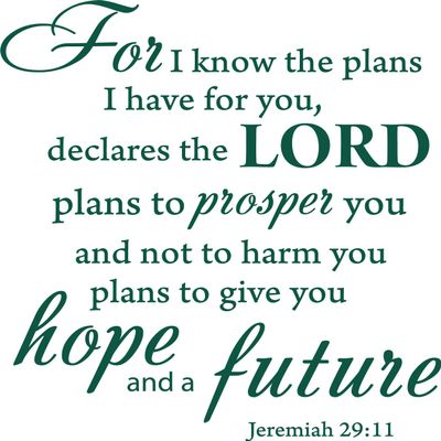 Decaltor Green 20" x 18" for I Know The Plans I Have for You declares The Lord Jeremiah 29:11 Quotes Sayings Words Art Decor Lettering Vinyl Wall Art Inspirational Uplifting Bible