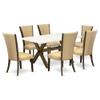 East West Furniture X726VE703-7 7 Piece Kitchen Table Set Consist of a Rectangle Dining Table with X-Legs and 6 Brown Linen Fabric Parsons Dining Chairs, 36x60 Inch, Multi-Color view 1