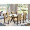 East West Furniture X726VE703-7 7 Piece Kitchen Table Set Consist of a Rectangle Dining Table with X-Legs and 6 Brown Linen Fabric Parsons Dining Chairs, 36x60 Inch, Multi-Color view 2