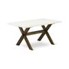 East West Furniture X726VE703-7 7 Piece Kitchen Table Set Consist of a Rectangle Dining Table with X-Legs and 6 Brown Linen Fabric Parsons Dining Chairs, 36x60 Inch, Multi-Color view 3