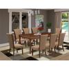 East West Furniture DOVE9-MAH-47 9 Piece Dining Set Includes a Rectangle Dining Room Table with Butterfly Leaf and 8 Light Sable Linen Fabric Upholstered Chairs, 42x78 Inch, Mahogany view 2