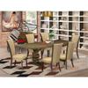 East West Furniture LAVE7-77-03 7 Piece Kitchen Table Set Consist of a Rectangle Dining Table with Removable Leaf and 6 Brown Linen Fabric Parson Dining Chairs, 42x92 Inch, Jacobean view 2