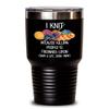 Knitting Tumbler for Knitter Mom Grandma Funny I Knit Frowned Upon Mothers Day Crocheting Sewing Theme Travel Mug 20 or 30 oz Powder Coated Stainless view 1