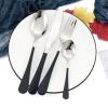 BRIIEC Dinnerware Set 24 Pieces Flatware Sets Service for 6 Stainless Steel Tableware Cutlery Set Mirror Polished Dishwasher Safe (Black-Silver) view 2