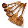 Wood Kitchen Utensils Set, 5 PCs Natural Acacia Wooden Spoons For Cooking for Non-stick Skillet, Utensil set For Cooking With Soup Ladle and Wok Spatulas, Salad fork, Spurtles for Cooking view 1