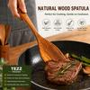 Wood Kitchen Utensils Set, 5 PCs Natural Acacia Wooden Spoons For Cooking for Non-stick Skillet, Utensil set For Cooking With Soup Ladle and Wok Spatulas, Salad fork, Spurtles for Cooking view 3