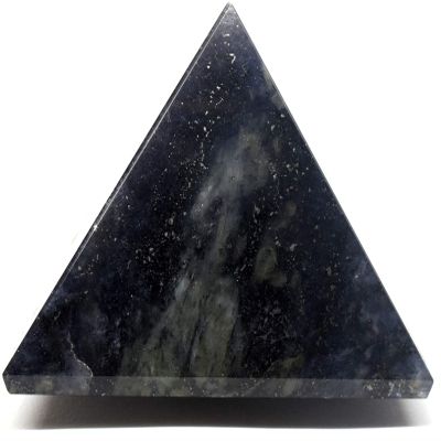 2.6" 255g Deep Blue Iolite Pyramid Polished Natural Water Sapphire Cordierite Gemstone Crystal Mineral Specimen - India + One Polished Clear Quartz Cabochon