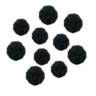 10pcs Paper Pom Poms Tissue Paper Flower Art Craft DIY Hanging Flower for Party Wedding Baby Shower Nursey Wall Decoration (8inch+10inch, Black)