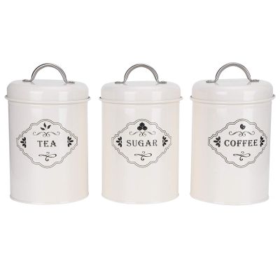 3Pcs Kitchen Canister Sets Storage Jars Sugar Coffee Tea Canister Food Sealed Storage Farmhouse Country Decor Container