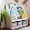 Guidecraft EdQ Book and Bin Display White with 3 Storage Bins: Wooden Kids Bookcase and Toy Storage Organizer; Homeschool and Classroom Bookshelf Furniture view 1
