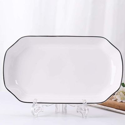 Bowl Fish dish dish dish household ceramic rectangular dish dish Nordic steamed grill dish-C27cm1