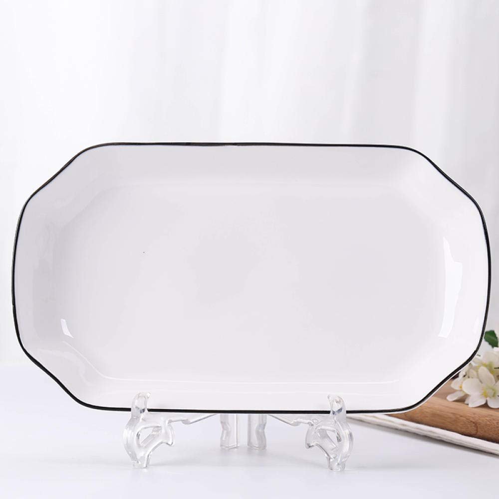 Bowl Fish dish dish dish household ceramic rectangular dish dish Nordic steamed grill dish-C27cm1