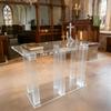 FixtureDisplays 47.6X18.7X33" Clear Acrylic Plexiglass Church Holy Communion Table Rememberance of Me Optional Cross as a Prop is NOT Included Assebmly Video in Descriptions 11461-CLEAR-NF view 2