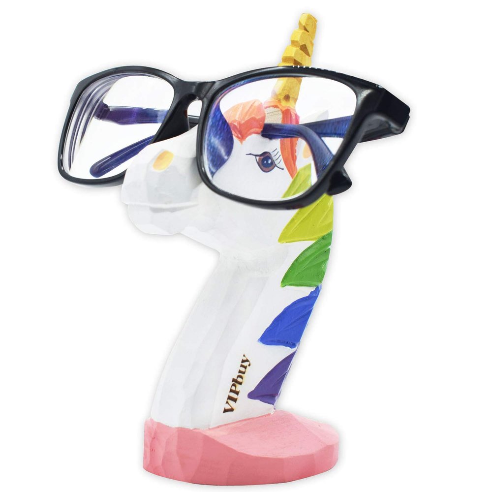 VIPbuy Handmade Wood Carving Eyeglasses Glasses Holder Stand Sunglasses Display Stand Home Office Desk Dcor Gift (Unicorn)