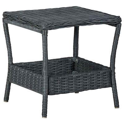 vidaXL Modern Outdoor Patio Table, Dark Gray Poly Rattan, 17.7"x17.7"x18.3", Powder-Coated Steel Frame, Lightweight, Easy to Clean, Assembly Required