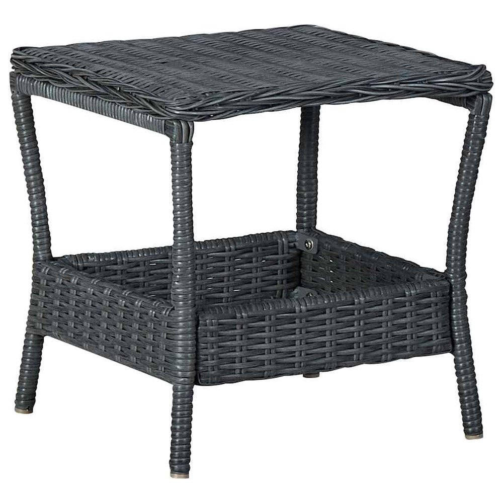vidaXL Modern Outdoor Patio Table, Dark Gray Poly Rattan, 17.7"x17.7"x18.3", Powder-Coated Steel Frame, Lightweight, Easy to Clean, Assembly Required