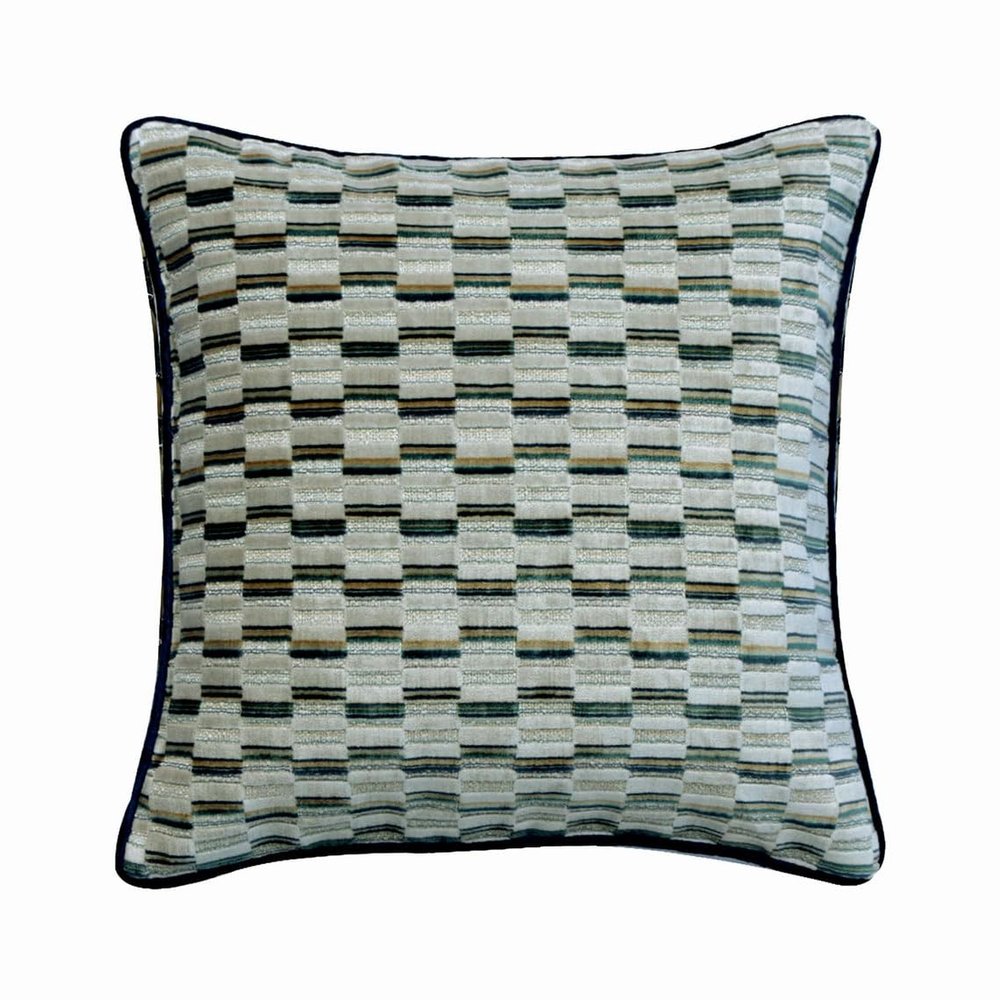 The HomeCentric Throw Pillow Covers, Blue 12"x12" (30x30 cm) Throw Pillow Covers, Jacquard Silk Pattern Throw Pillows for Couch, Striped Pattern Modern Easter - Brick Together