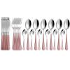BRIIEC Dinnerware Set 24 Pieces Flatware Sets Service for 6 Stainless Steel Tableware Cutlery Set Mirror Polished Dishwasher Safe (Pink-Silver) view 1