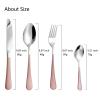 BRIIEC Dinnerware Set 24 Pieces Flatware Sets Service for 6 Stainless Steel Tableware Cutlery Set Mirror Polished Dishwasher Safe (Pink-Silver) view 3