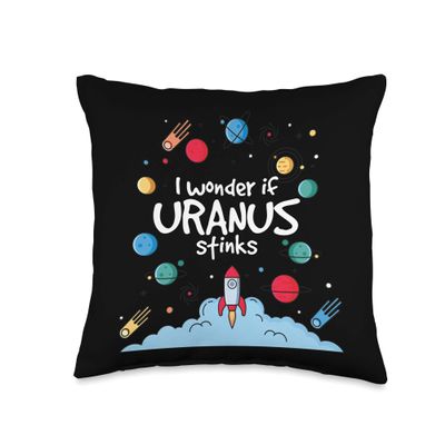 Science Shirt Uranus Stinks Funny Planet Tees Men Women Kids Throw Pillow