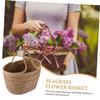 Cabilock 1pc Rattan Flower Pot Storage Decorative Flowers Wicker Plant Basket Outdoor Basket Indoor Straw Portable Wicker Storage Large Round view 3