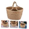 Cabilock 1pc Rattan Flower Pot Storage Decorative Flowers Wicker Plant Basket Outdoor Basket Indoor Straw Portable Wicker Storage Large Round view 4