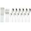 BRIIEC Dinnerware Set 24 Pieces Flatware Sets Service for 6 Stainless Steel Tableware Cutlery Set Mirror Polished Dishwasher Safe (White-Silver) view 1