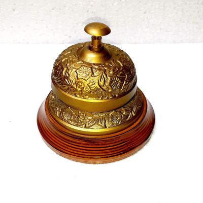 Ganga Nautical Color Golden & Brown Brass Bell Solid Brass School Bell Brass Handbill Great Gift for Teachers Round Size 4. inch Approx.