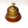 Ganga Nautical Color Golden & Brown Brass Bell Solid Brass School Bell Brass Handbill Great Gift for Teachers Round Size 4. inch Approx. view 1