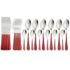 BRIIEC Dinnerware Set 24 Pieces Flatware Sets Service for 6 Stainless Steel Tableware Cutlery Set Mirror Polished Dishwasher Safe (Red-Silver) view 1