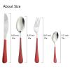 BRIIEC Dinnerware Set 24 Pieces Flatware Sets Service for 6 Stainless Steel Tableware Cutlery Set Mirror Polished Dishwasher Safe (Red-Silver) view 3