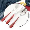 BRIIEC Dinnerware Set 24 Pieces Flatware Sets Service for 6 Stainless Steel Tableware Cutlery Set Mirror Polished Dishwasher Safe (Red-Silver) view 4