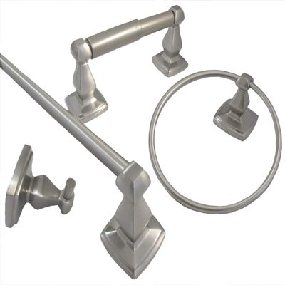 Arista Algoma Collection 4-Piece Bathroom Hardware Set in Satin Nickel