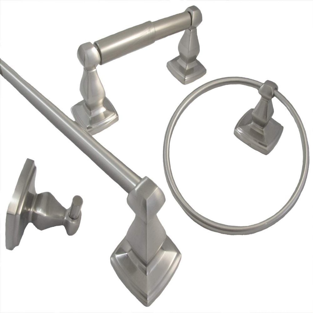 Arista Algoma Collection 4-Piece Bathroom Hardware Set in Satin Nickel