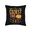 Thanksgiving Shirts Coziest Time Pumpkin Tees Men Women Kids Throw Pillow view 1