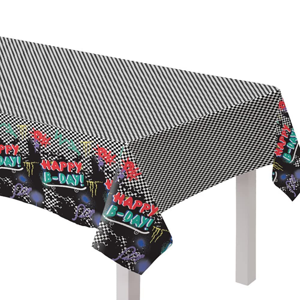 amscan Happy B-day! Skater Party Plastic Table Cover - 54" x 96" | Multi-color | 1 Pc.