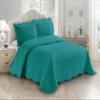Fancy Linen 3pc Embossed Coverlet Bedspread Set Oversized Bed Cover Solid Floral Daisy Pattern New # Allis (King/California King, Turquoise) view 1