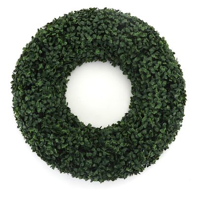 3rd Street Inn Boxwood Wreath - Front Door Greenery for Indoor/Outdoor Use - Farmhouse Spring/Summer Decor (17" / LG)
