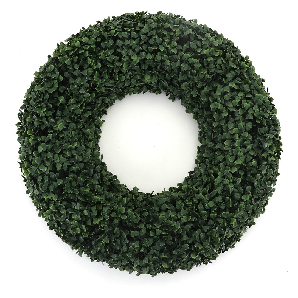 3rd Street Inn Boxwood Wreath - Front Door Greenery for Indoor/Outdoor Use - Farmhouse Spring/Summer Decor (17" / LG)