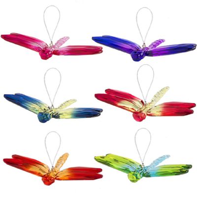 Ganz ACRY-112 Acrylic Hanging Two-Toned Dragonflies Ornament Set of 6, Multicolor