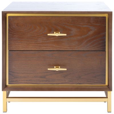 Safavieh NST6401B, 23" W x 16" L x 21.5" H, Walnut/Brass