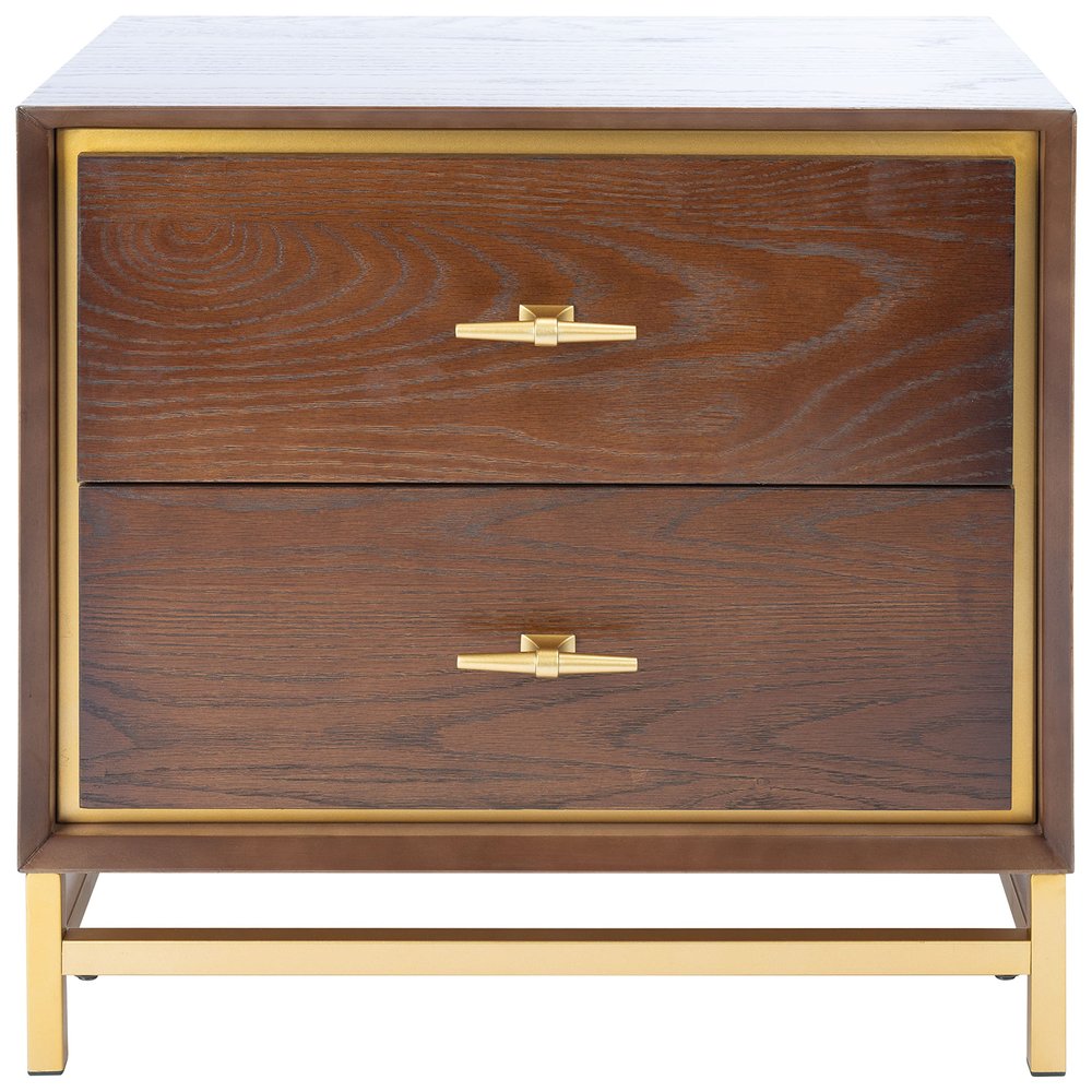 Safavieh NST6401B, 23" W x 16" L x 21.5" H, Walnut/Brass