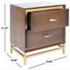 Safavieh NST6401B, 23" W x 16" L x 21.5" H, Walnut/Brass view 2