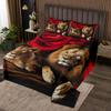 Erosebridal Lion Bedding Set Twin Size, Africa Wildlife Quilted for Kids Teens Adult, Red Rose Flower Pattern Coverlet Set, Animal Theme Bedspread, Soft Luxury Microfiber, Black Brown view 1