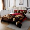 Erosebridal Lion Bedding Set Twin Size, Africa Wildlife Quilted for Kids Teens Adult, Red Rose Flower Pattern Coverlet Set, Animal Theme Bedspread, Soft Luxury Microfiber, Black Brown view 3